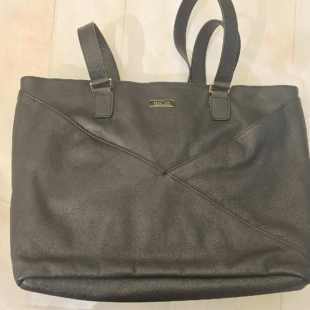 Kenneth Cole Black Leather Tote Bag